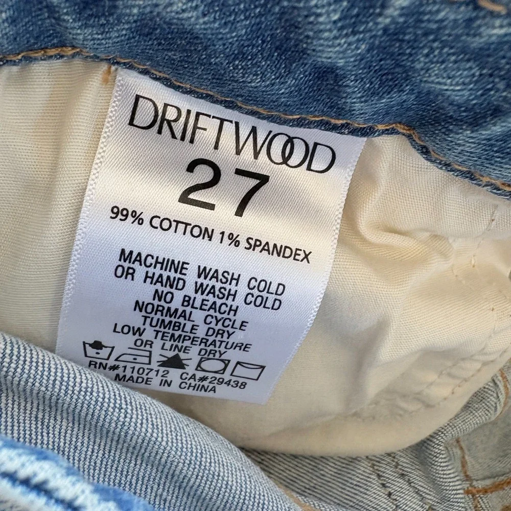 Driftwood Stella Jeans Women Size 27 Blue Floral Embroidered Straight Ankle